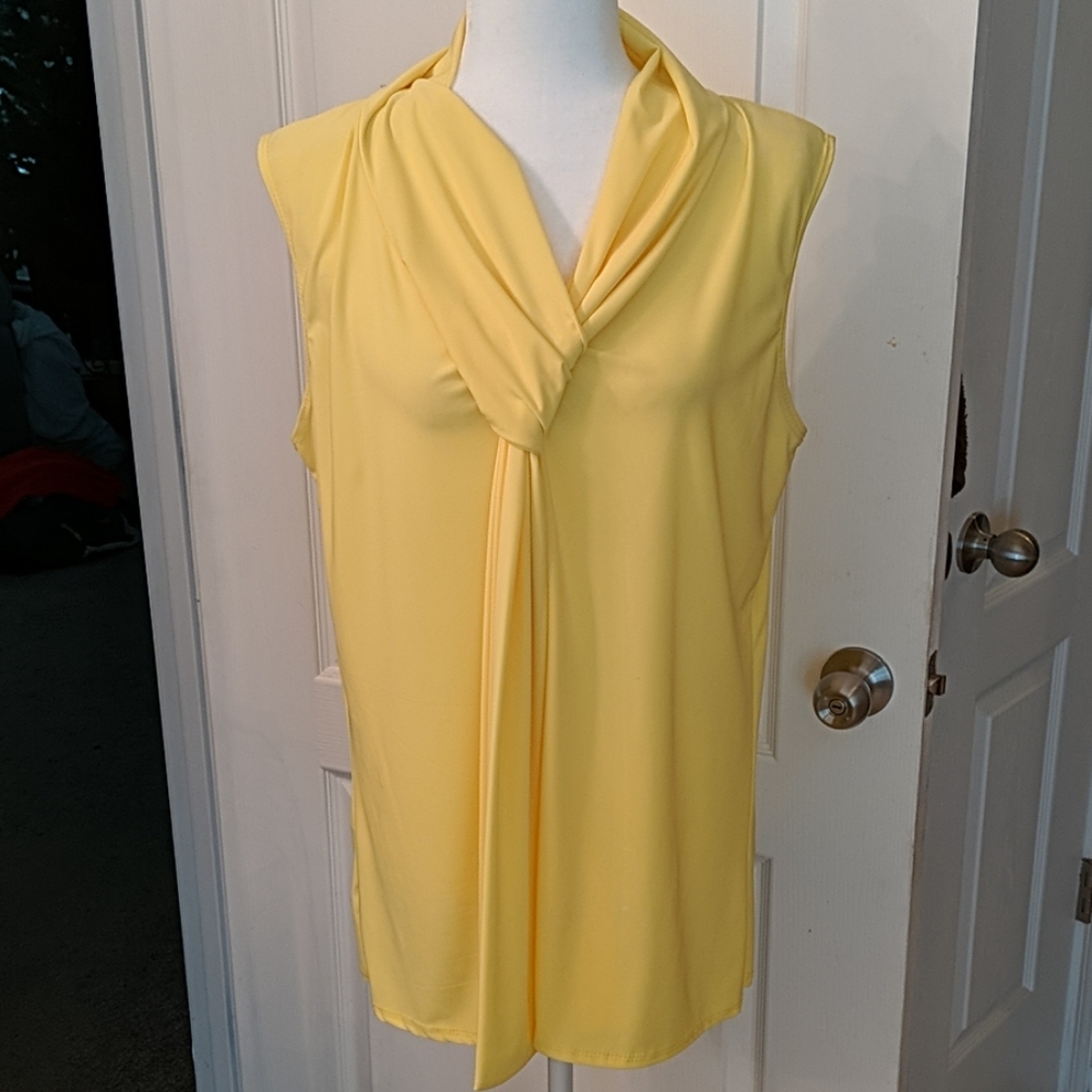 Yellow swag summer top.